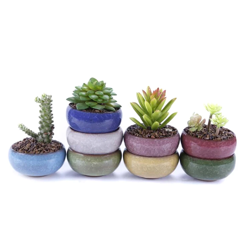 6cm Ceramic Cute Mini Ice-Crack Glaze Flower Succulent Plant Pot Flowerpot Decor 