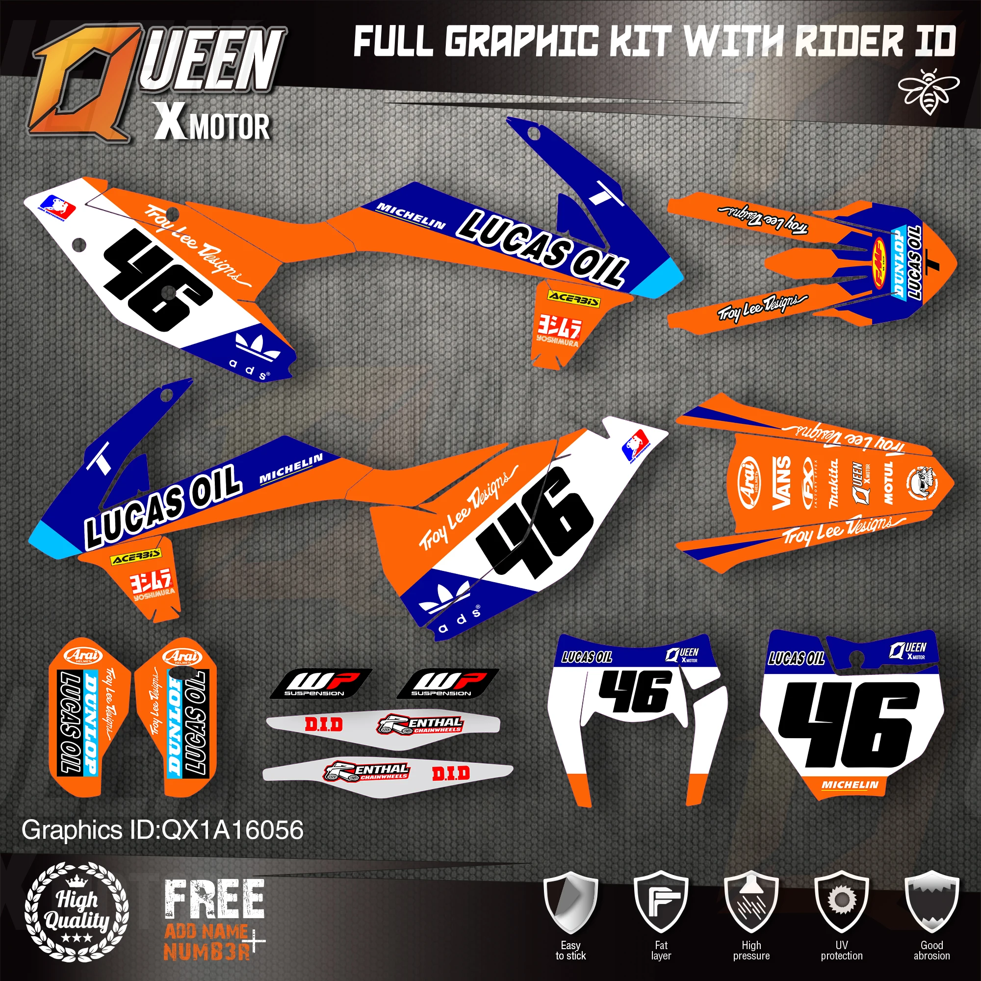 Графические наклейки QUEEN X MOTOR Custom Team Набор наклеек 3M для KTM 2016 2017 2018 SX SXF 2019 EXC XC W