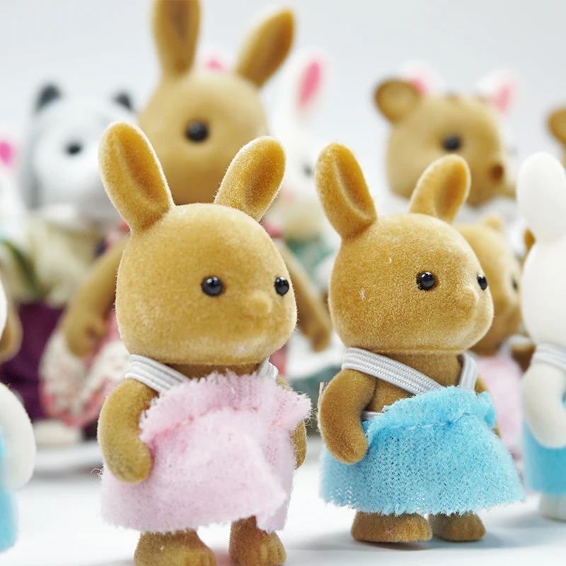 2PCS 1/12 Forest Animal Family  Baby Dolls 4.5CM Rabbit Bear Panda Action Figure Dollhouse Accessories Play House Toys For Girl 3