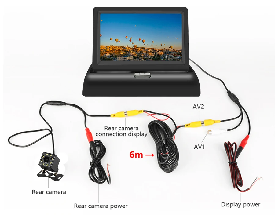 E-ACE J02 4,3 дюймов TFT ЖК-монитор автомобиля складной дисплей камера заднего вида парковочная система для автомобиля заднего вида NTSC PAL