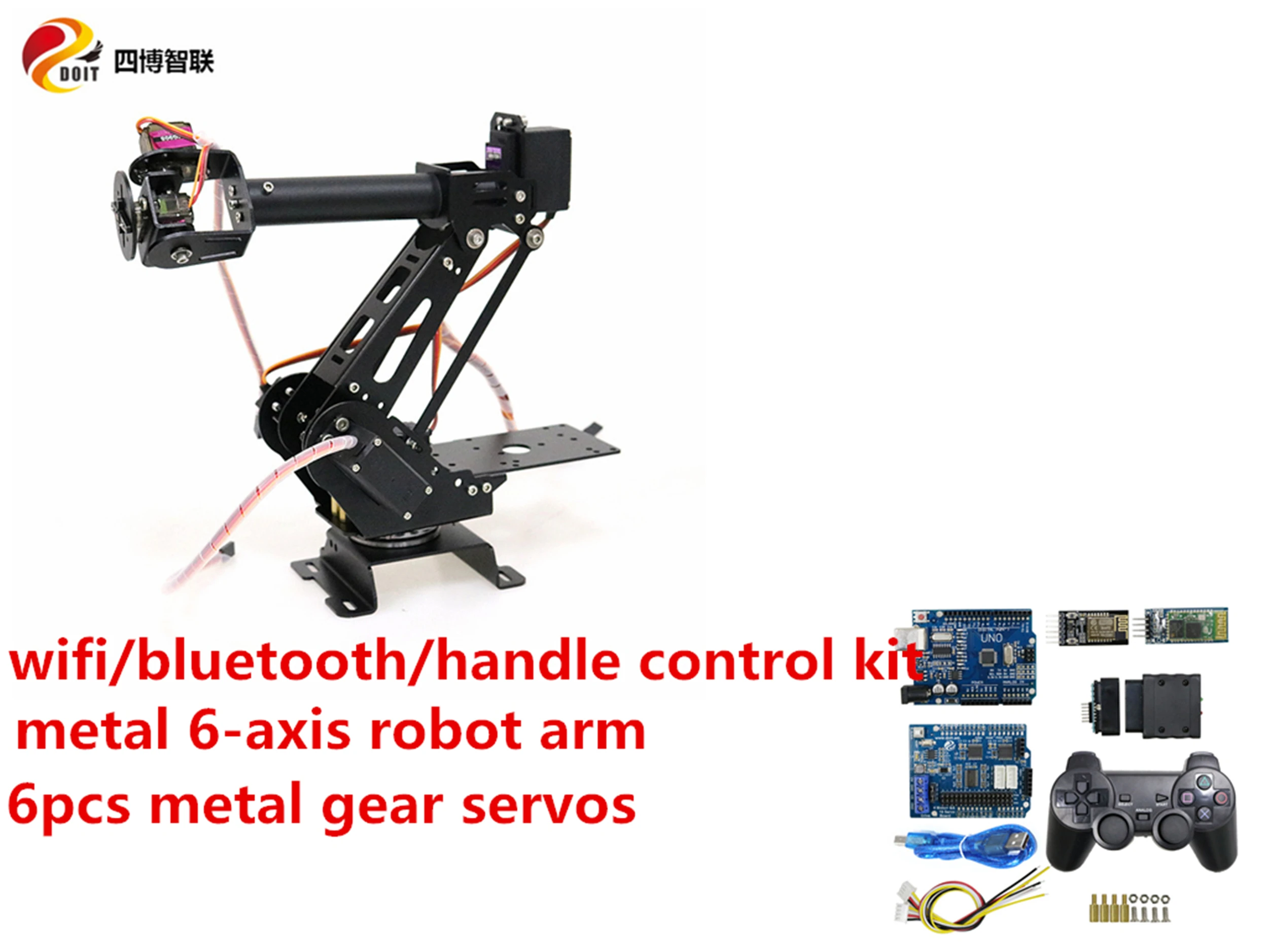 SZDOIT Wi-Fi/Bluetooth/ручка Управление люкс+ металл 6 оси робот рука комплект 6DOF RC Роботизированная платформа с 6 шт. сервоприводы DIY для Arduino