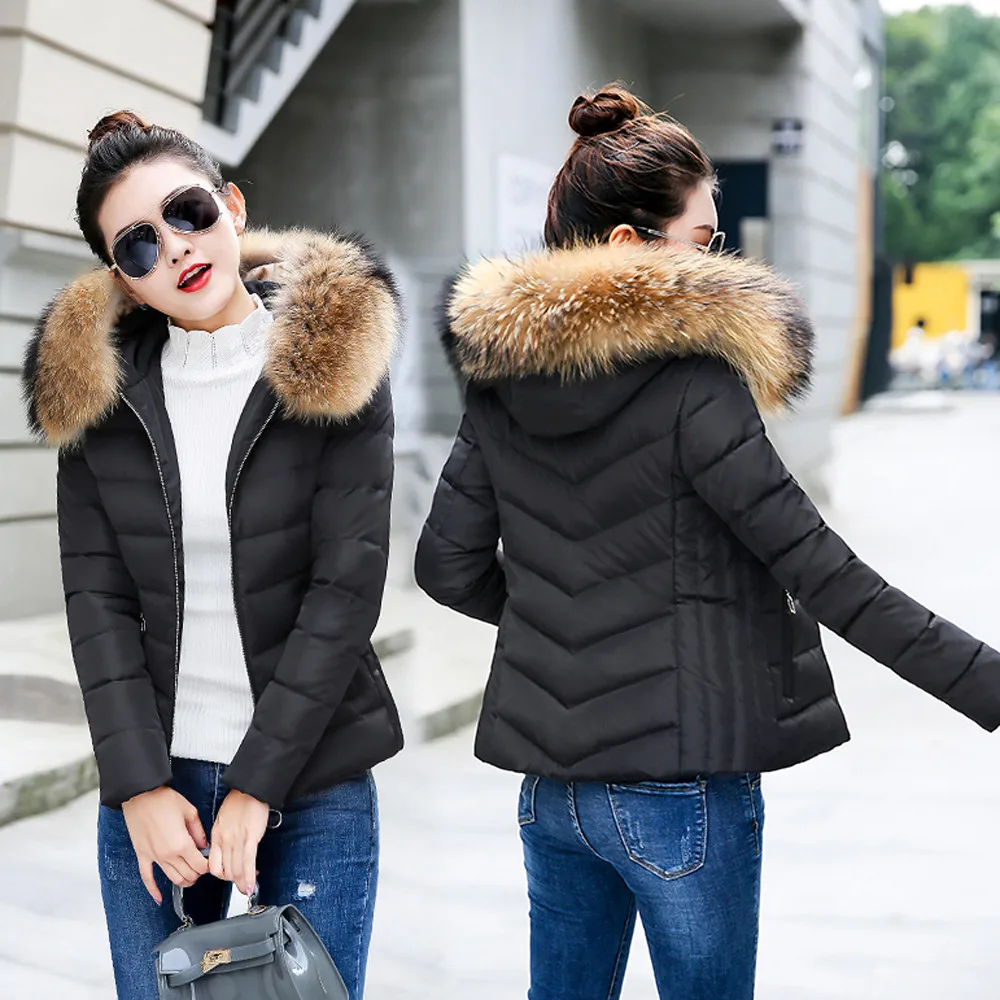 Модная зимняя женская куртка с большим меховым поясом и капюшоном, толстая пуховая парка, короткая женская куртка, пальто, тонкая теплая зимняя верхняя одежда, новинка