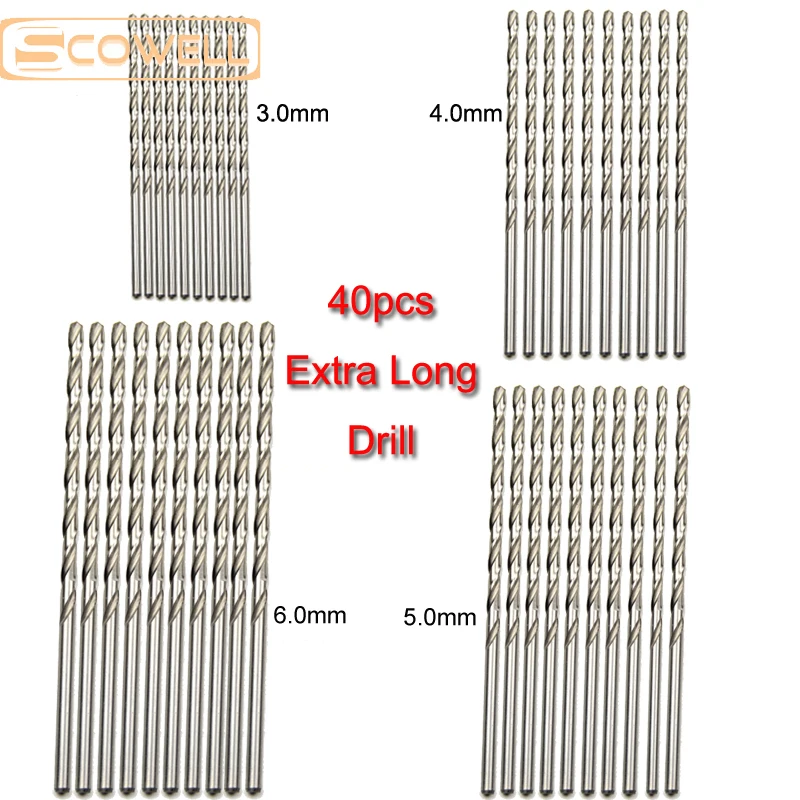 35% Di Sconto Di Trasporto Libero Misto 40 Pcs Hss M2 Txtra Lungo Trapano Twist Drill Bit Set Con 3 Millimetri, 4 Mm, 5 Mm, 6 Millimetri Punte Da Trap