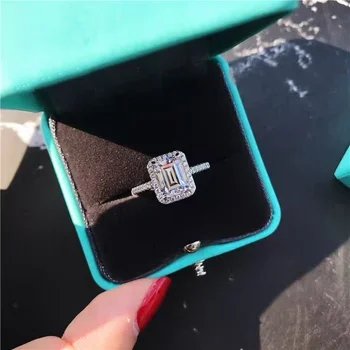 

Handmade 100% 925 sterling Silver Engagement wedding Rings for Women ring set band finger promise Jewelry bridal personalized