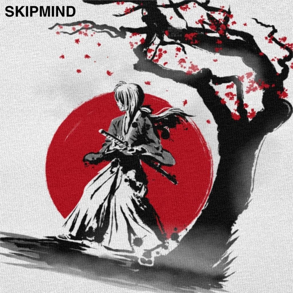 Японская футболка Rurouni Kenshin для мужчин хлопковая модная с коротким рукавом