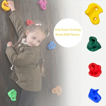 

15Pcs Plastic Children Kids Rock Climbing Wood Wall Stones Hand Feet Holds Grip Kits Without Screws Climbing Equipment