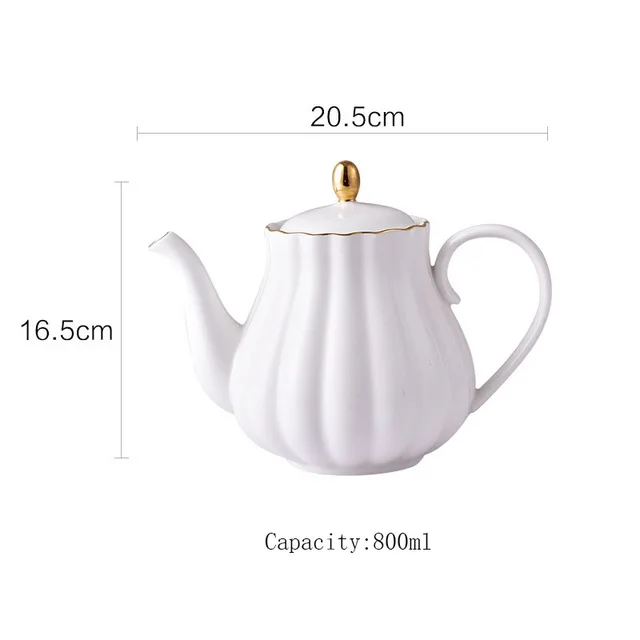 Brief British Bone China тыква в полоску керамическая посуда кофейная чашка кружка с молочным чайником ложка для блюдца Позолоченный Комплект полок набор - Цвет: 06