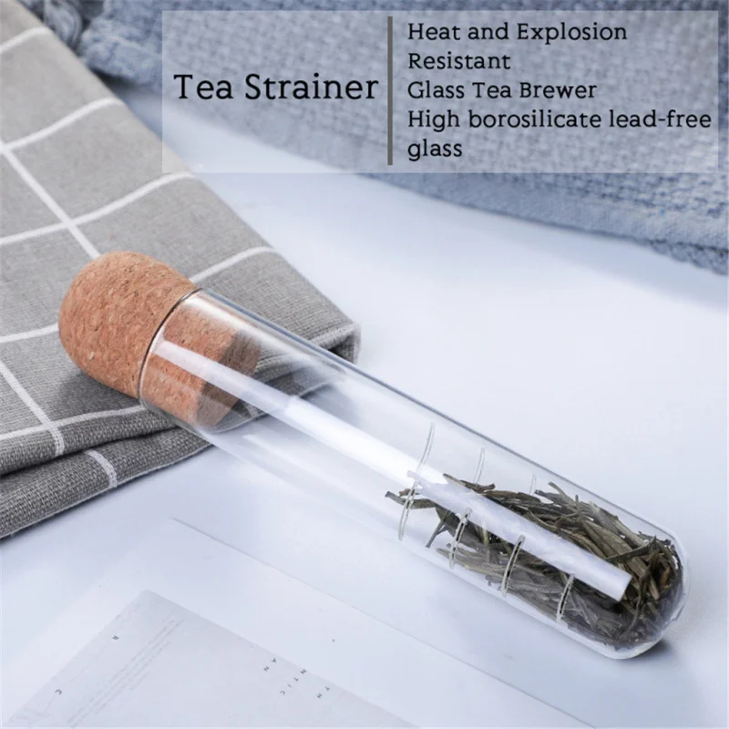 Description Picture 2 of itemTea Set Strainer with Cork Lid Mini Transparent Empty Filter Holder Design Heat-resistant Teaware Tools for Restaurant Shop