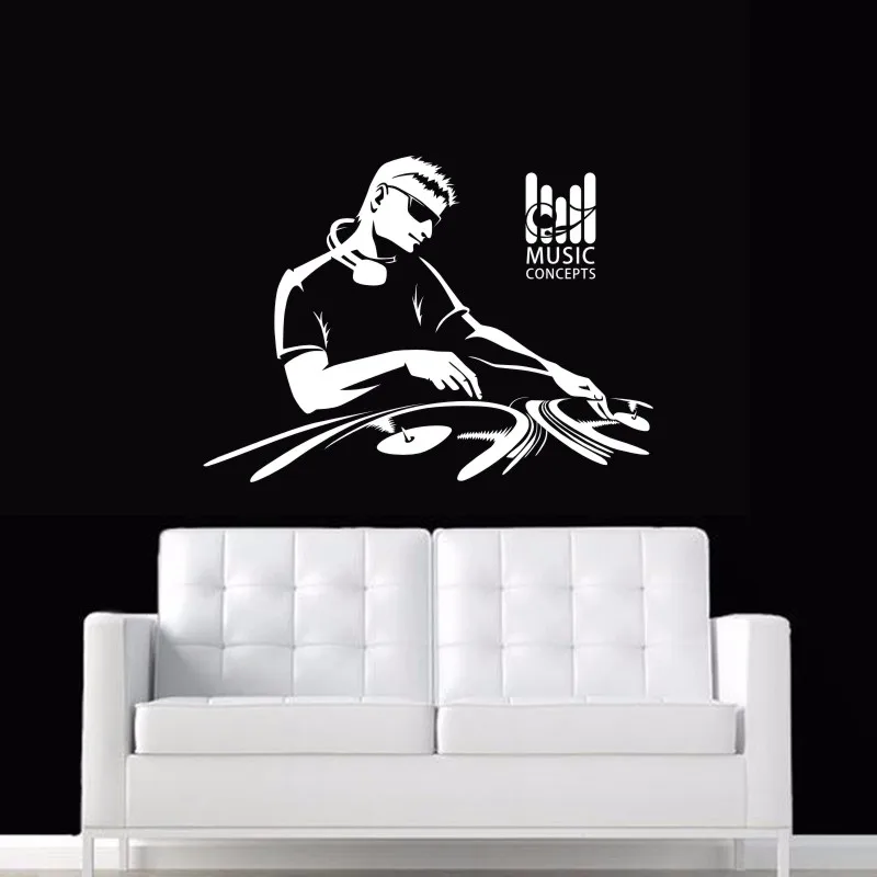 Music Zone DJ Wall Sticker Headset Rock Decor Kids Room Home Decoration Posters Vinyl Music Car Decal