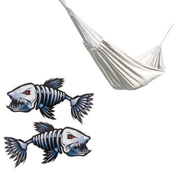 

Cotton Double Hammock Bed with Portable Carrying Bag Steel with Scary Fish Skeleton Kayak Sticker