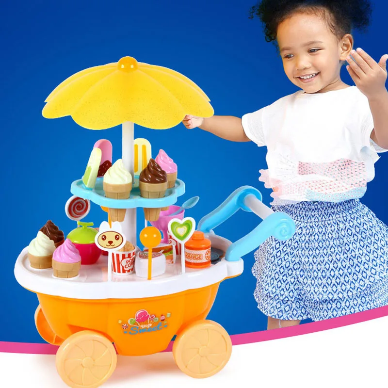 39 шт. игрушки для игрушечной кухни мини толкающая Машина конфеты музыка освещение мороженое игровой дом раннее образование игрушки для девочек подарки игрушки подарки