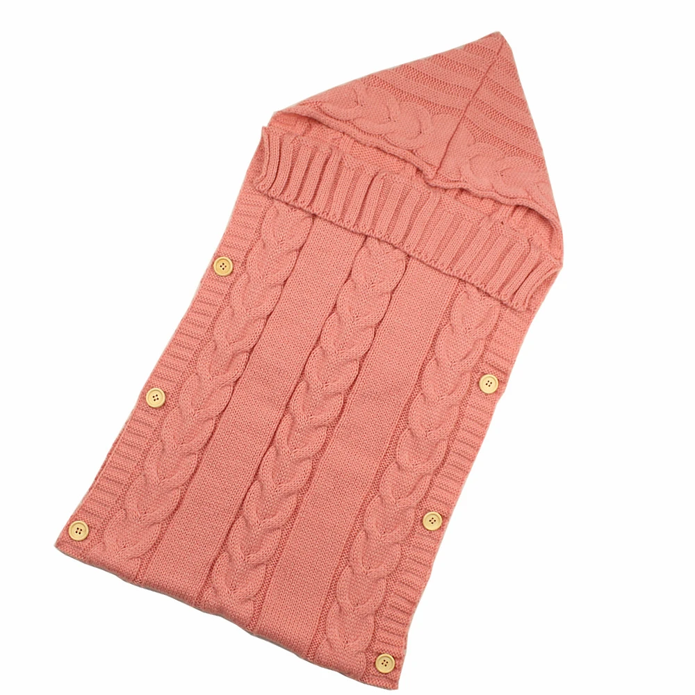 LOOZYKIT/теплое детское одеяло; мягкий спальный мешок для малышей; муфта для ног; Хлопковый вязаный конверт; пеленка для новорожденных; аксессуары для коляски - Цвет: pink