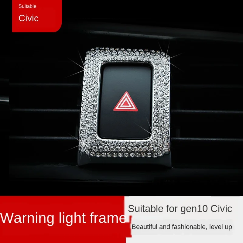 

Applicable to Civic 10 Generation Modification Console Air Outlet Double Flash Emergency Warning Light Decorative Stickers Frame