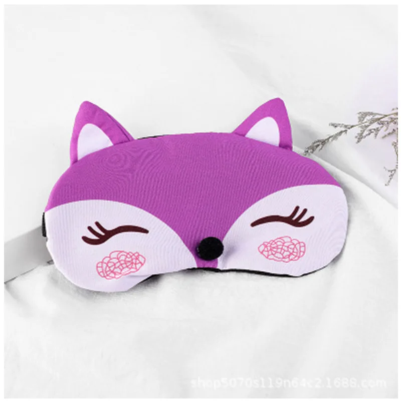 Purple Милая дорожная мягкая маска для сна с повязкой на глаза с 3D изображением лисы, натуральная маска для сна, маска для век, повязка на глаза для женщин и мужчин - Цвет: Purple