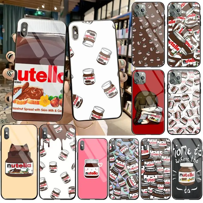 Мягкий силиконовый чехол CUTEWANAN Nutella Sauce из закаленного стекла для iPhone 11 Pro XR XS MAX 8X7 6S