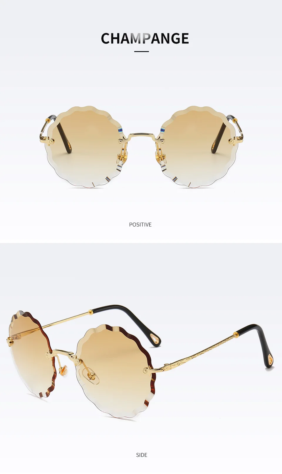 Новые роскошные круглые солнцезащитные очки без оправы женские модные брендовые дизайнерские градиентные солнцезащитные очки для дам красочные женские тени