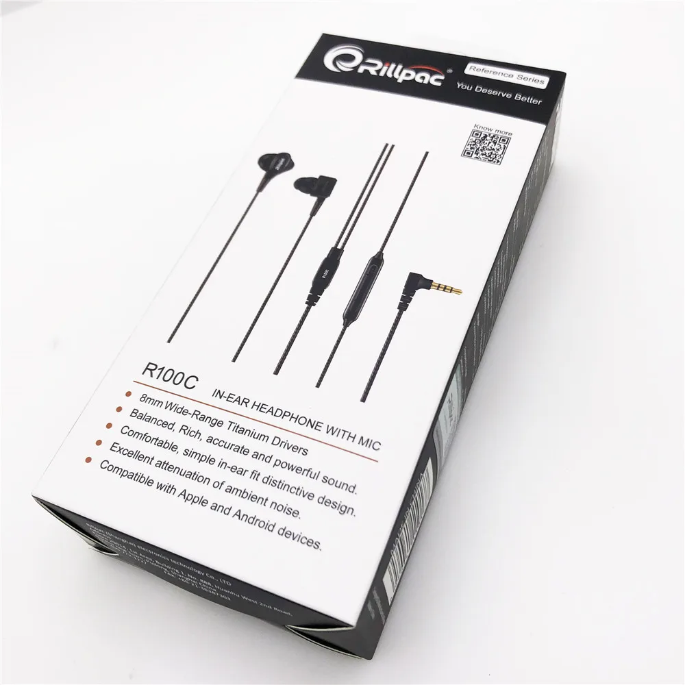 Fones de Ouvido Intra-auriculares com Mic Remoto para Todos os Smartphones Série de Referência Rillpac Titânio Driver Dinâmico Noise Isolando & R100c - Image 6