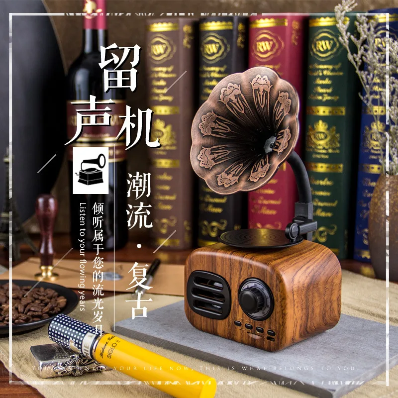 Ретро Bluetooth динамик креативный подарок мини открытый сабвуфер мобильное радио граммофон ft05 Аудио карты|Портативные колонки| | АлиЭкспресс