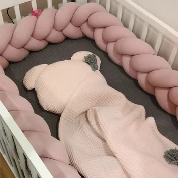 

1M/2M/3M/4M Newborn Baby Bed Bumper Knitted Pillow Cushion Kids Braided Cot Protector Crib Bumper Bed Room Decor