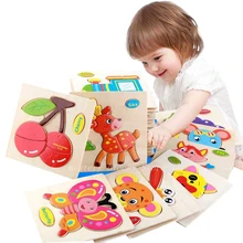 Деревянная головоломка Мультяшные животные деревянная головоломка маленькая деталь детские игрушки 3D Пазлы DIY образовательная игрушка головоломки игрушки для детей подарок