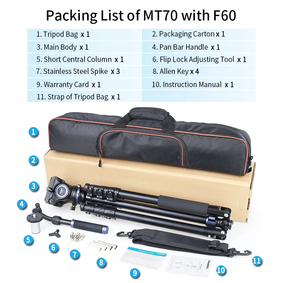 MT70 Multifunctional Video Tripod,Monopod 360 Degree CNC Alloy with Fast Flip Bu