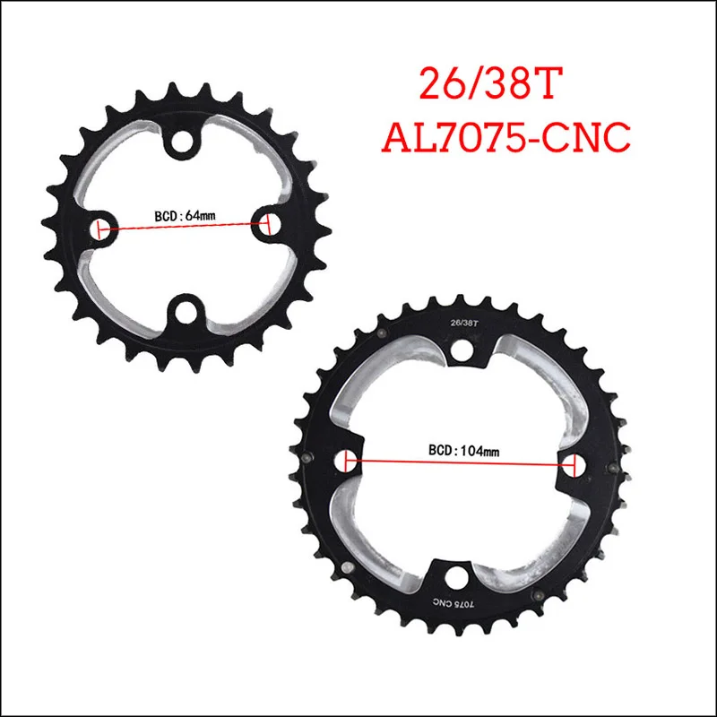MTB велосипед Crankset 170 мм Crank 104/64BCD 26T 38T Chainring 4 шт. болты алюминиевые горные