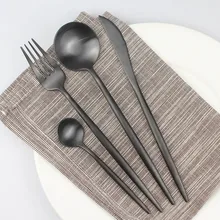 Практичный корейский набор черных столовых приборов из нержавеющей стали посуда набор серебряных приборов нож вилка для торта