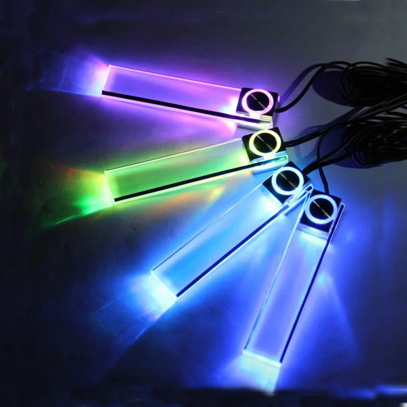 

4Pcs Atmosphere Lamp Decoration Car LED Floor Foot Light Ambient Car Light Interior Auto Backlight Auto Accessorie