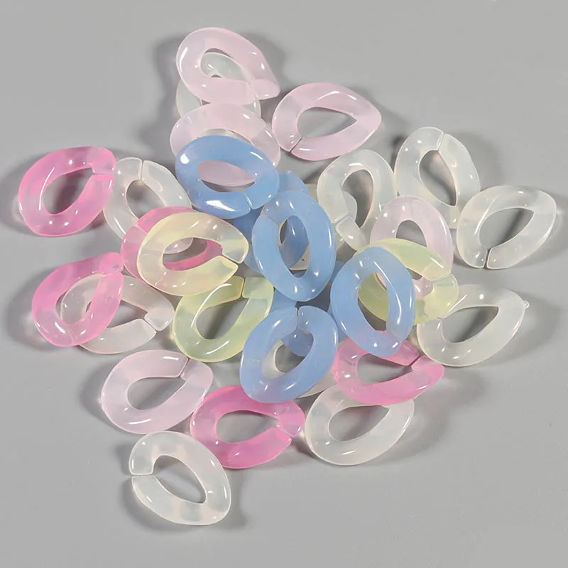 5-50 teile/los Mischfarbe Acryl Flache Twist Oval Offenen Ring Perlen Anschluss link Kette Für Halskette Armband Machen bunte Kette – Detail 6