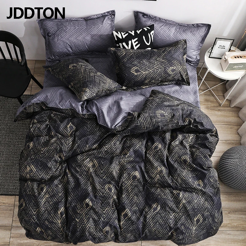 Comprar Nueva llegada de JDDTON forros de cama clásicos de doble cara juego de cama de estilo conciso funda de edredón funda de almohada funda de cama 3 unids set BE031