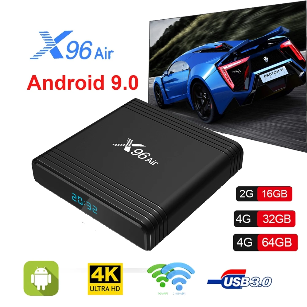 

New X96 Air 4GB 64GB Smart TV Box Amlogic S905X3 Android 9.0 TV BOX Bluetooth 4.0 8K 60fps 2.4G&5.0 WIFI Set Top Box 2020