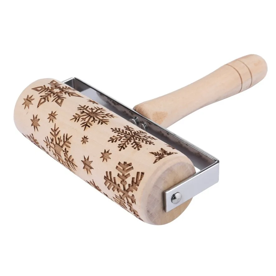 Рождественская Снежинка рельефная скалка 1 шт. деревянные рождественские Скалки