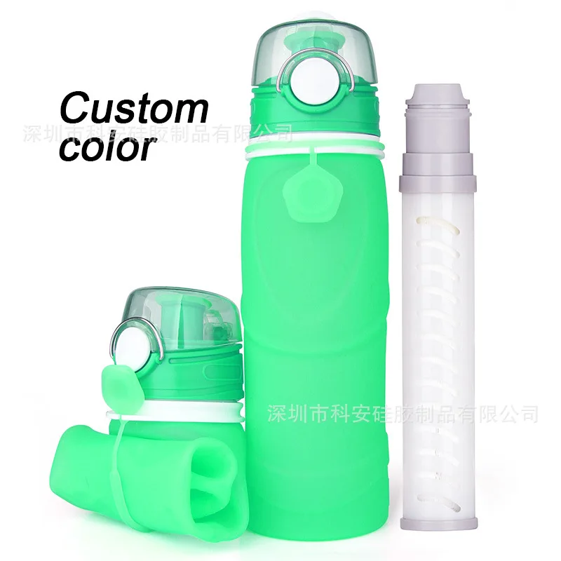 

Camping Outdoor Kettle Activated Carbon Silica Gel Water Filtration Kettle Creative Folding Bottle Logo