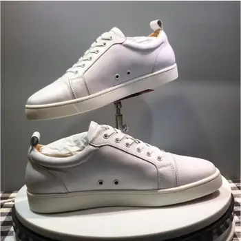 

2020 Designer Low Cut Leisure White Leather none Rivet Red bottoms For men Sports Shoes sneakers Flat Loafers Footwear