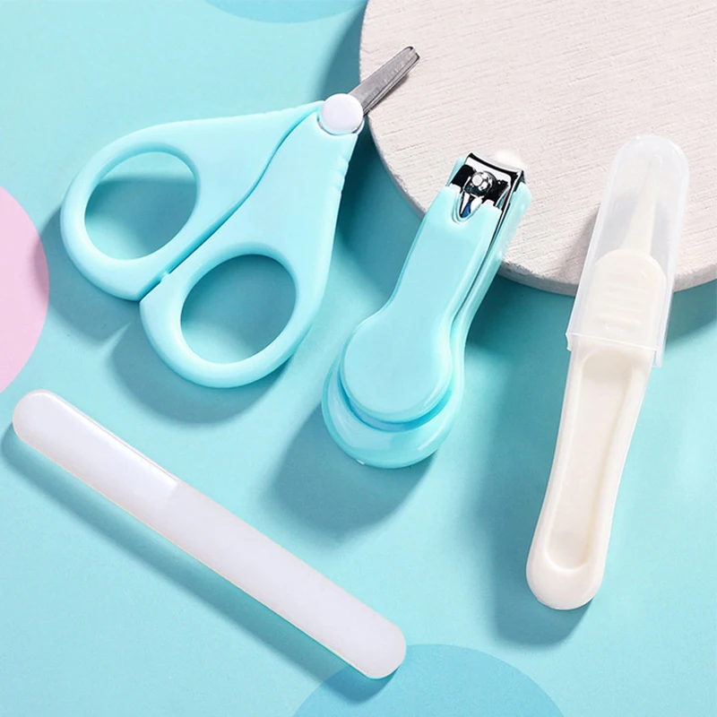

4 Pcs Baby Nail Scissors Sets Safety Nail Cutter Trimmer Scissors Suit Newborn Health Care Cleaning Toils for Infant Children