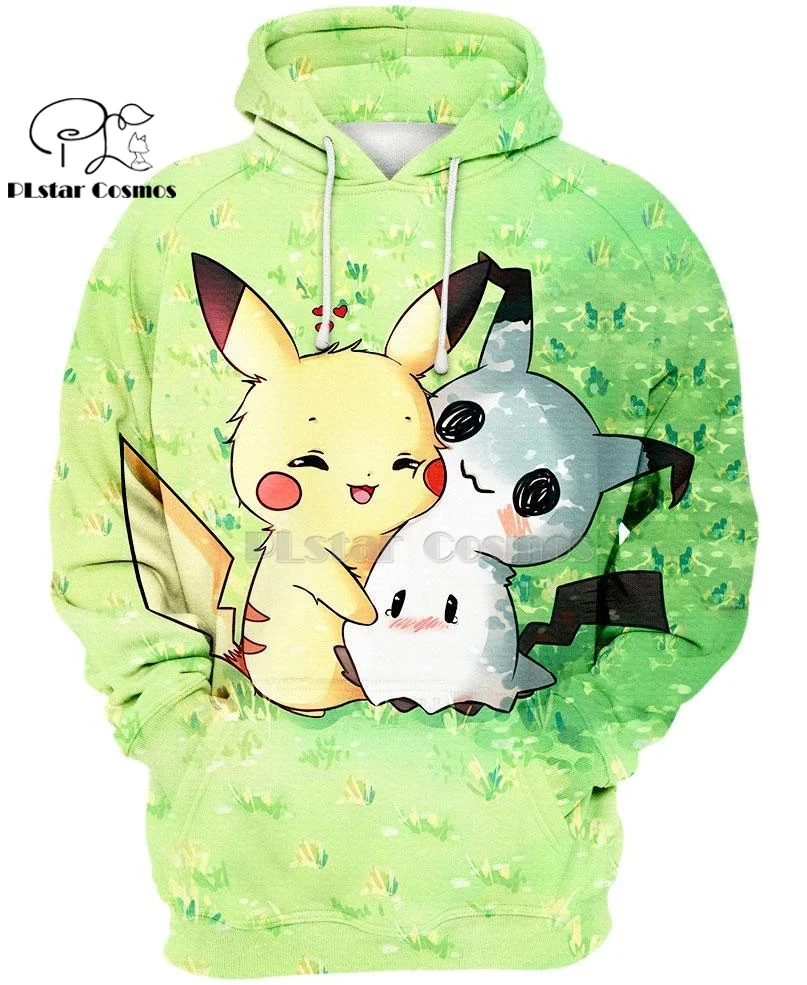 PLstar Космос Покемон из японского аниме Mimikyu и Пикачу Милые 3d толстовки/Толстовка зима осень Забавный Harajuku уличная одежда