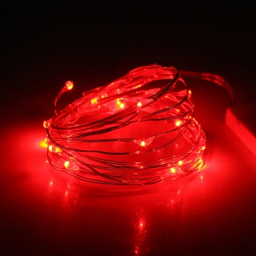 Сказочный светодиодный светильник 10 20 30 светодиодный медный провод струнные огни декоративный свет батарея работает для спальни сад Свадьба Рождество - Испускаемый цвет: Red