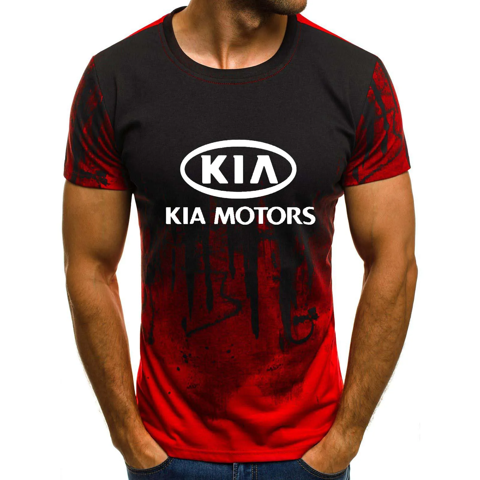 Мужская футболка с коротким рукавом логотипом автомобиля KIA летняя повседневная