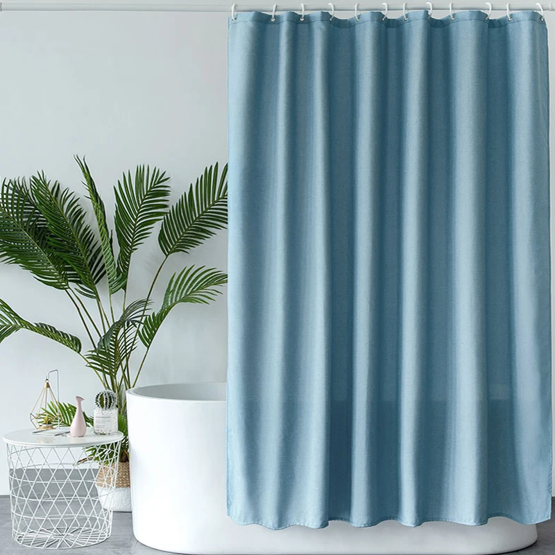 

UFRIDAY Solid Light Blue Shower Curtain Polyester Waterproof Fabric Bath Curtain Elegant Bathroom Curtain for Home Hotel Decor