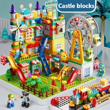 Mármore executar grandes blocos de construção compatível duploed funil slide blocos diy grandes tijolos brinquedos para legoinglys crianças presente