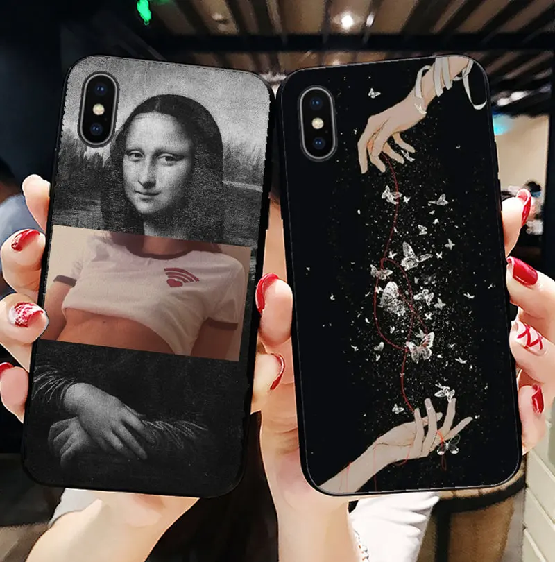 Mona Lisa Art David lines чехол для телефона с рисунком iPhone 11 Pro Max 12 mini 7 6 6S 8 Plus X XS 5 5s Se 2020