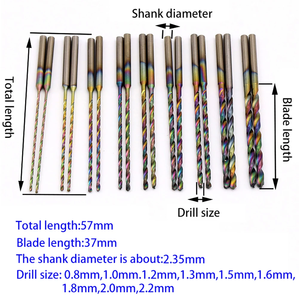 9pcs HSS Twist Drill Bits Drilling Hole 2.35mm Shank 0.8-2.2mm For DIY Home and General Building/Engineering Using Twist Drill 9pcs HSS Twist Drill Bits Drilling Hole 2.35mm Shank 0.8-2.2mm For DIY Home and General Building/Engineering Using Twist Drill