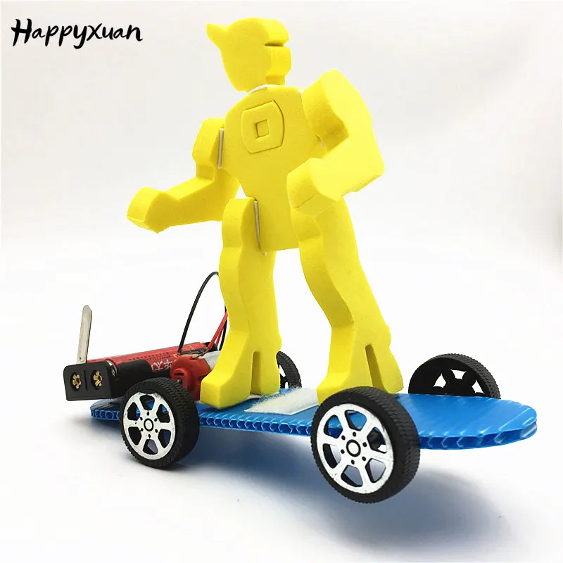 Happyxuan DIY 2 в 1 для дрифта на скейтборде робот изобретения физики детская