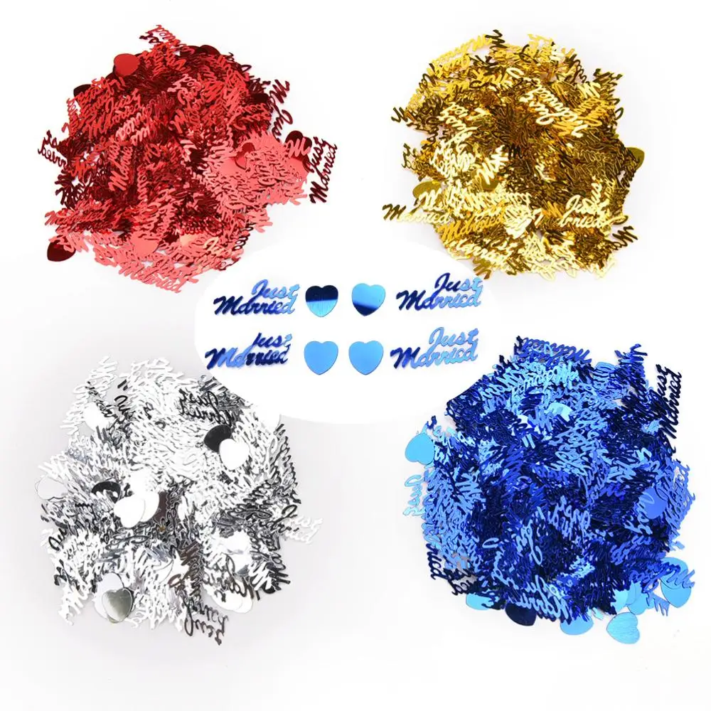 350pcs Table Party Scatters Confetti Gold Silver "Just Married" Design DIY Wedding Decor Hot sale 2.7cm x 1.2cm