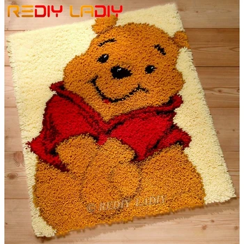 

Latch Hook Kits Make Your Own Rug Shy Winnie Bear Tapestry Crochet Cushion Mat DIY Carpet Rug Pre-Printed Canvas Hobby & Crafts