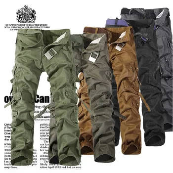 

Tactical Pants Army Male Camo Jogger Plus Size Cotton Trousers Many Pocket Zip Military Style Camouflage Black Men's Cargo Pants