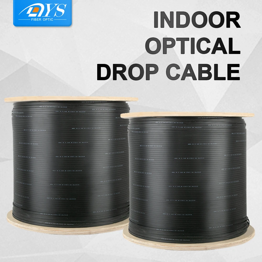 

1000m/roll 1 Core 2 Steel Wire indoor G.657A FTTH fiber optic Drop Cable Single Mode PVC/LSZH Optical Cable Cord