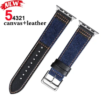 

strap for apple watch band 5 4 44mm 40mm canvas leather correa iwatch 5 4 3 2 1 42mm 38mm bracelet wrist belt watch Accessories
