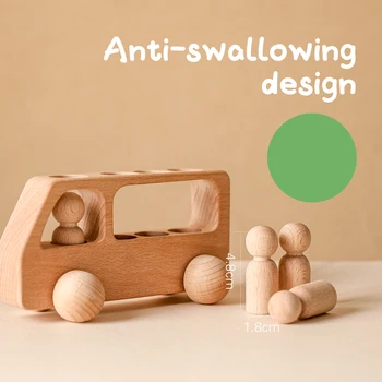 Wooden Peg Dolls Bus Children Educational Toys - Wooden Toys 4