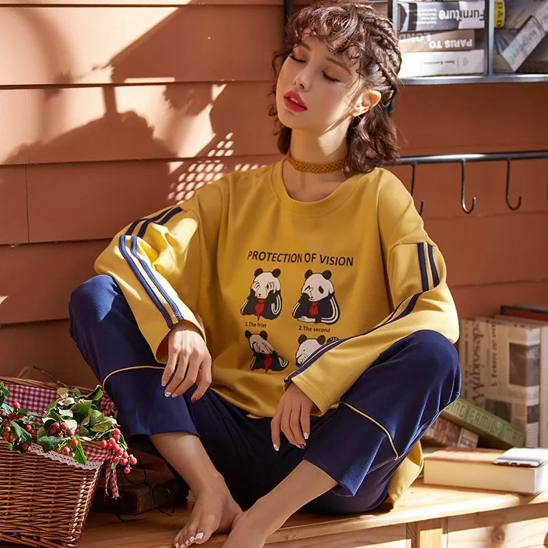 

8232 # Four Panda Pullover Jyr Long Sleeve Korean-style Sweet Pajamas Tracksuit Two-Piece Set